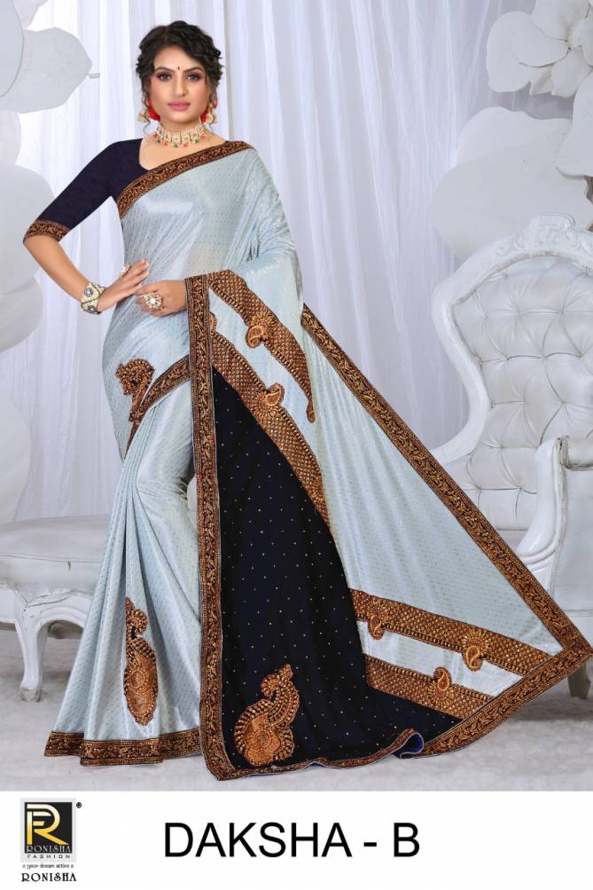 Ronisha Daksha Heavy Lycra Embroidery Festive Wear Latest Saree Collection